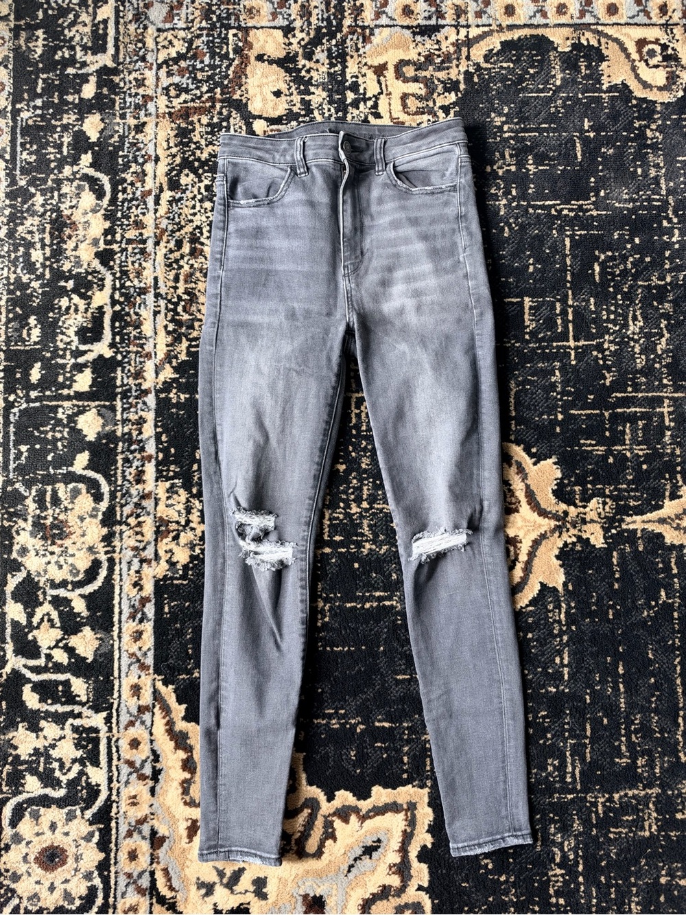 American Eagle Highest Rise Black Distressed Jeggings